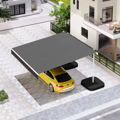 AECOJOY Free Standing Retractable Awning, 10'x8' Patio Awnings Outdoor Manual Sun Shade Shelter, Dark Grey