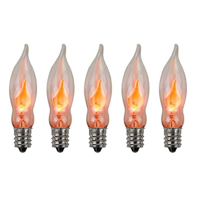 Creative Hobbies A101 Flicker Flame Light Bulb -3 Watt, 130 Volt, E12 Candelabra Base, Flame Shaped, Nickel Plated Base,- Dances