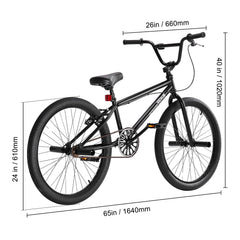 VEVOR BMX Bike, 24 - Inch Wheel Freestyle Bike, BMX Race Bike with 4 Pegs, Beginner - Level BMX to Advanced Riders, BMX Bicycles for Teen Adult Men Women, Durable Hi - Ten Steel Frame, Easy to Assemble