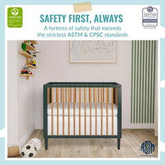 Dream on Me Lucas Mini Modern Crib with Rounded Spindles I Convertible Crib I Mid - Century Meets Modern I Portable Crib