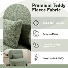 AECOJOY Mid Century Modern Accent Chair, Extra Large Teddy Upholstered Lounge Chair with Pillow