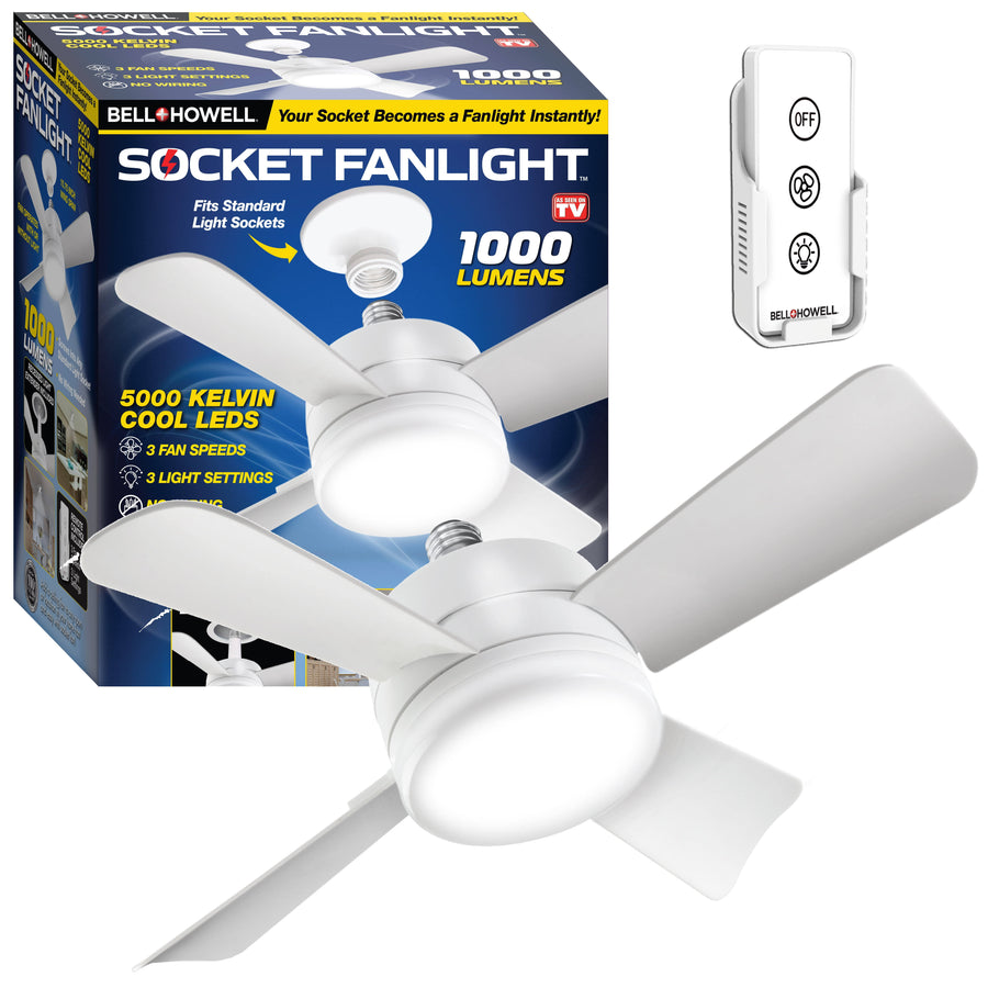 Bell + Howell Light Socket Ceiling Fan & Light