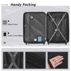3 Piece Blue Luggage Travel Set, 20" 24" 28" Carry on Luggage with Spinner Wheels, Lightweight Hard Case Luggage Travel Suitcase Christmas Gifts for Business Trip Holiday Travel Cruise