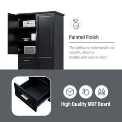 Bathroom Cabinet, 62.2" Tall Storage Cabinet with Doors and Shelves, Freestanding Linen Closet for Bathroom, Kitchen, Living Room, Grey