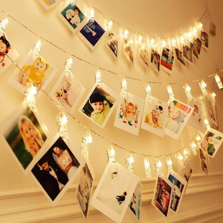 Dopheuor LED Photo Clip Copper String Lights Starry Fairy Warm White Lights Battery Powered for Hang Pictures Cards Bedroom Wall Decorations