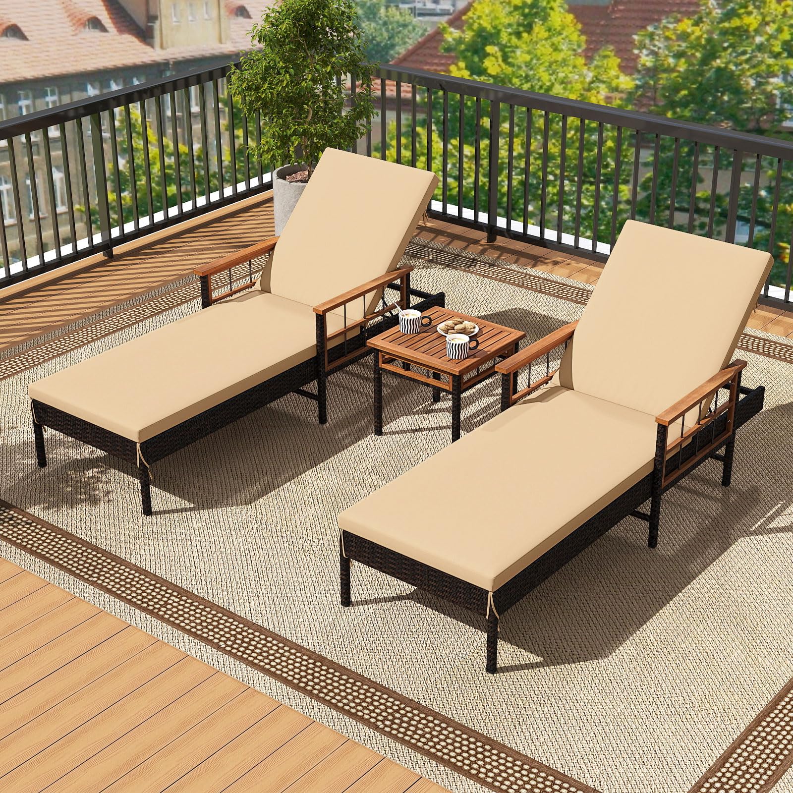 Tangkula Lounge Chair Outdoor with Soft Cushions for Outside
