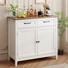 Coffee Bar, Lofka 42" Kitchen Storage Cabinet, Sideboard Buffet Cabinet with 8 Shelves, 1 Drawer