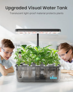 Idoo 12 Pods Indoor Garden Kit, Hydroponics Growing System, Smart Herb Garden Planter with LED Grow Light