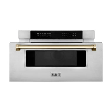 ZLINE Autograph Edition 30" 1.2 Cu. ft. Built-In Microwave Drawer Stainless Steel with Gold Accents