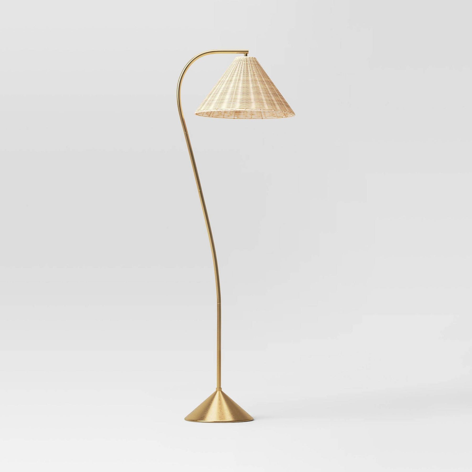 Gooseneck Floor Lamp with Natural Shade Brass (Includes LED Light Bulb) - Threshold