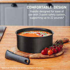 T - Fal Ingenio Expertise Nonstick 14 - Piece Cookware Set, Induction Oven Safe up to 500F, Detachable Handle, Onyx Black