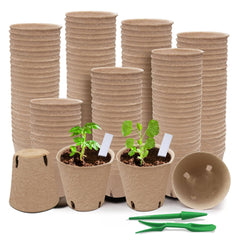 Baxrou 120 Pack 3.15 inch Peat Pots Plant Starters for Seedling, Biodegradable Herb Seed Starter Pots Kits, Garden Germination Nursery Pot Wit 30