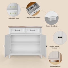 Coffee Bar, Lofka 42" Kitchen Storage Cabinet, Sideboard Buffet Cabinet with 8 Shelves, 1 Drawer