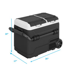 DISHUP 12V Portable Car Refrigerator, 53QT(50 L) Electric Cooler with Dual Zone, DC & AC, Ideal for RV, Camping, Travel, Truck