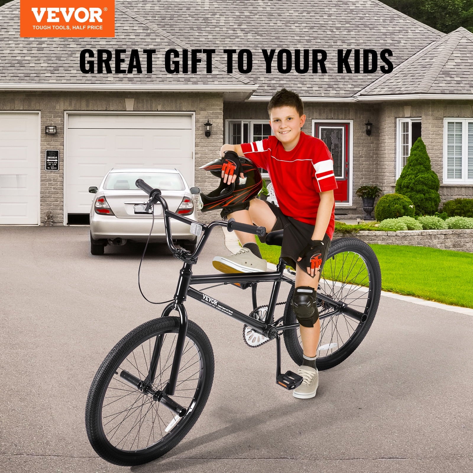 VEVOR BMX Bike, 24 - Inch Wheel Freestyle Bike, BMX Race Bike with 4 Pegs, Beginner - Level BMX to Advanced Riders, BMX Bicycles for Teen Adult Men Women, Durable Hi - Ten Steel Frame, Easy to Assemble