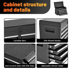 AECOJOY 5-Drawer Rolling Tool Chest Storage Cabinet with Detachable Top Tool Box