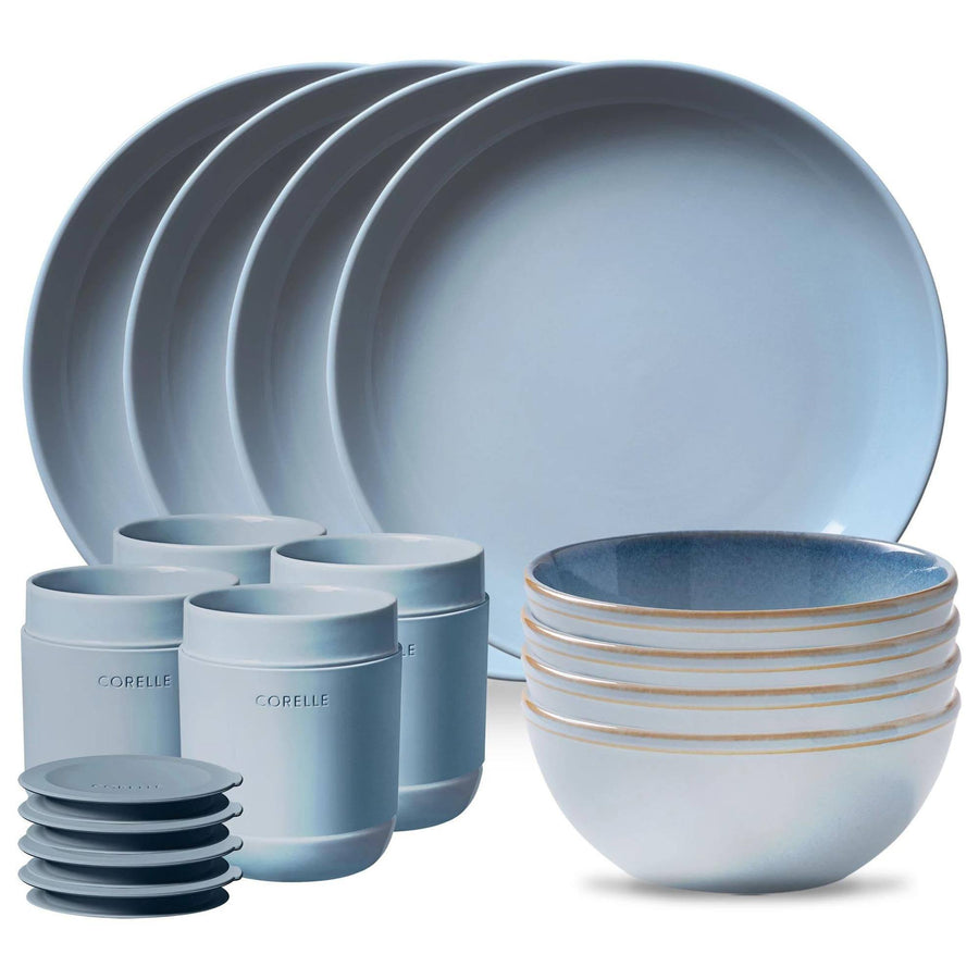 Corelle 16pc Stoneware Dinnerware Set Nordic Blue