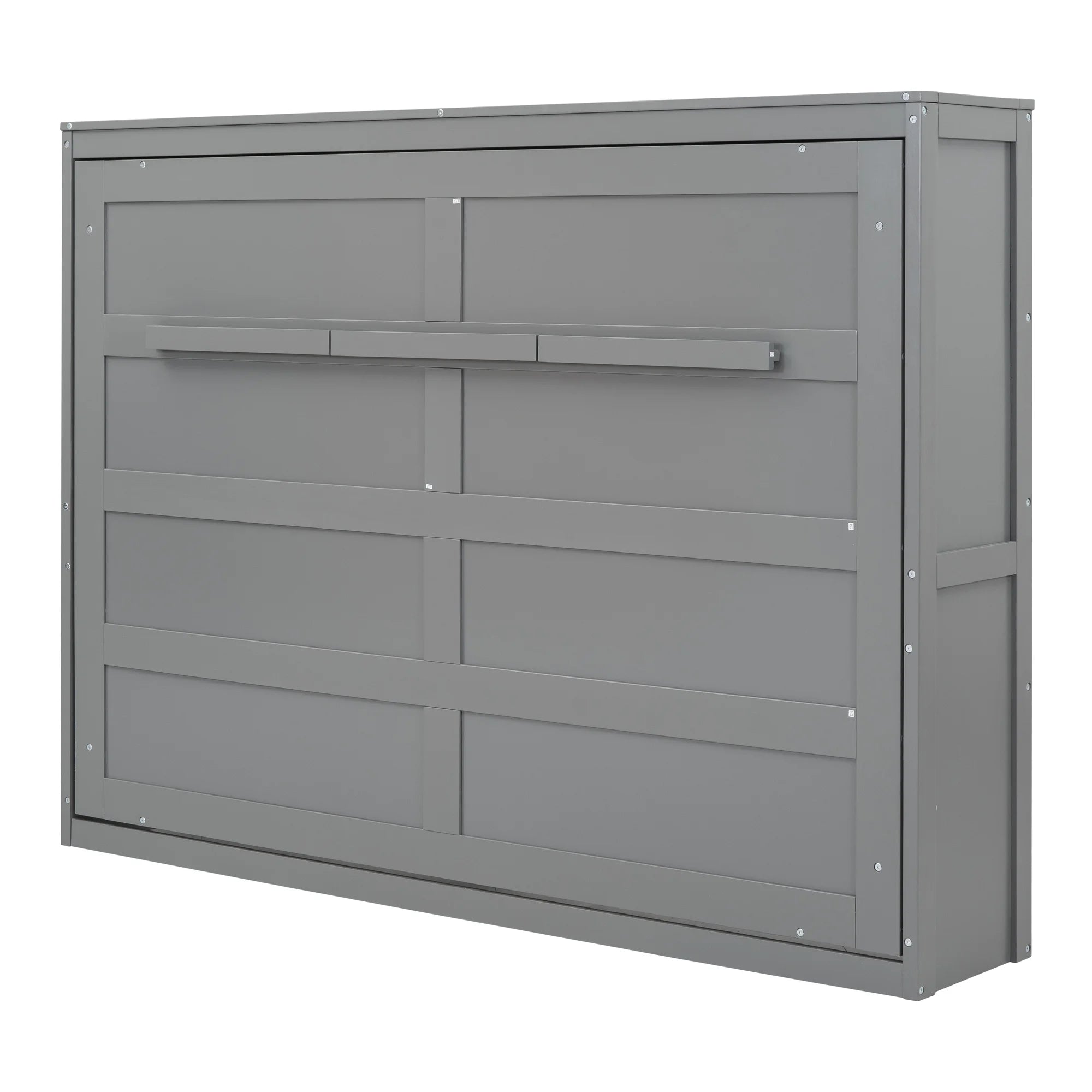 Harper & Bright Designs Full Size Murphy Bed Space - Saving Foldable Wooden Wall Bed with a Shelf for Guest Room Home Office, Gray