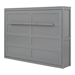 Harper & Bright Designs Full Size Murphy Bed Space - Saving Foldable Wooden Wall Bed with a Shelf for Guest Room Home Office, Gray