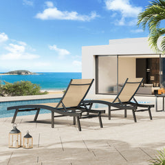AECOJOY Outdoor Chaise Lounge, All Weather Pool Lounge Chairs Ergonomic Design (Beige, 2 PCs)