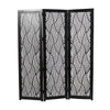 Decmode 60" x 72" Black Mango Wood Abstract Wavy Cutout 3 Panel Room Divider Screen, 1 - Piece