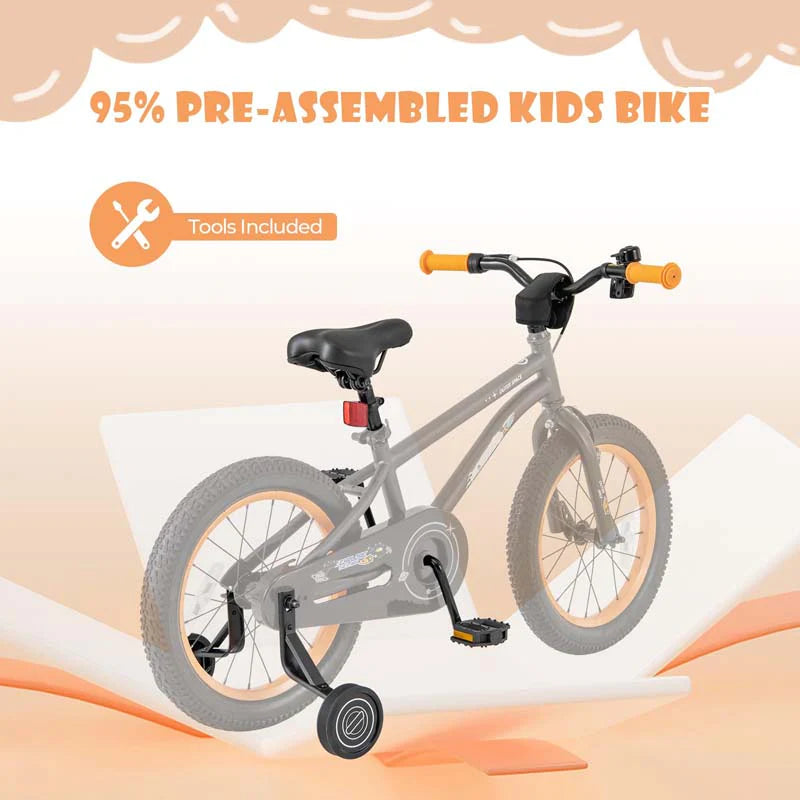 16" Kids Bike for 4-7 Years Old Girls Boys Sport Bicycle with Adjustable Saddle, Training Wheels, Reflectors