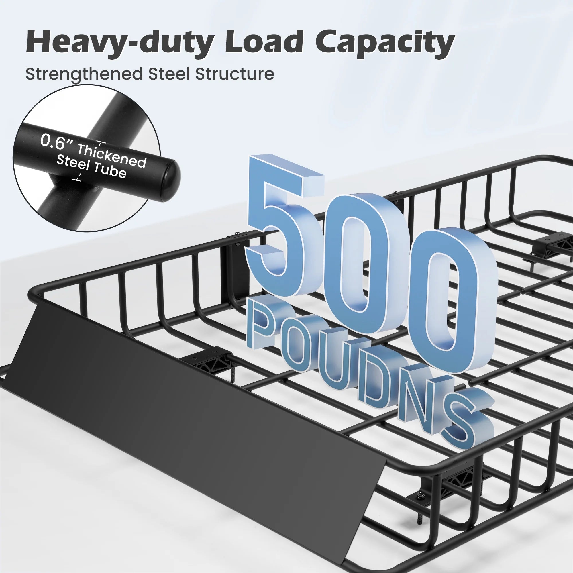 Naipo Roof Rack Cargo Basket, 500 lb, 64"x39"x6"extendable Roof Luggage Holder Rack with 4 U - Bolts for SUV/RV, Camping