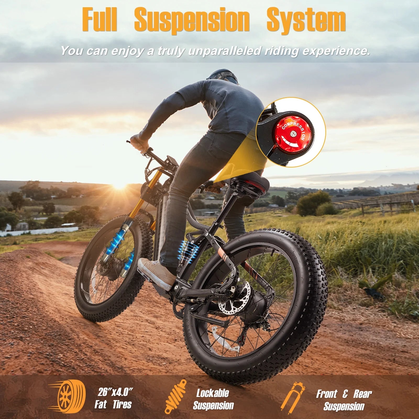 Dual Motors AWD 2000W Electric Bike for Adult 26'' UL2849 48V 30AH E - Mountain Bike 4.0 Fat Tire up to 35MPH&120miles Long Range Off - Road Ebike Dual Hydraulic Disc Brakes&Ful Suspension Electric Bicyc