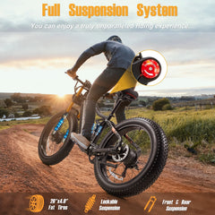 Dual Motors AWD 2000W Electric Bike for Adult 26'' UL2849 48V 30AH E - Mountain Bike 4.0 Fat Tire up to 35MPH&120miles Long Range Off - Road Ebike Dual Hydraulic Disc Brakes&Ful Suspension Electric Bicyc